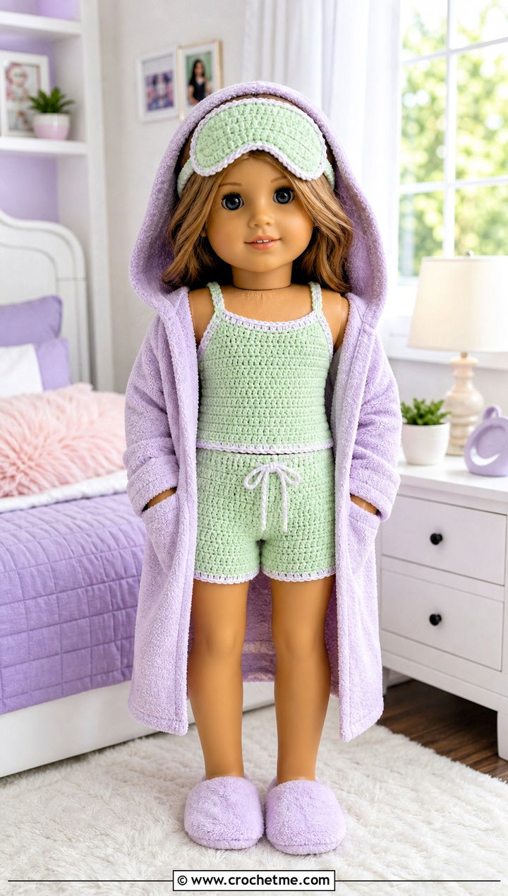 Crochet Pajama Set With Hooded Robe - 15 Crochet Our Generation Doll Clothes and outfit ideas