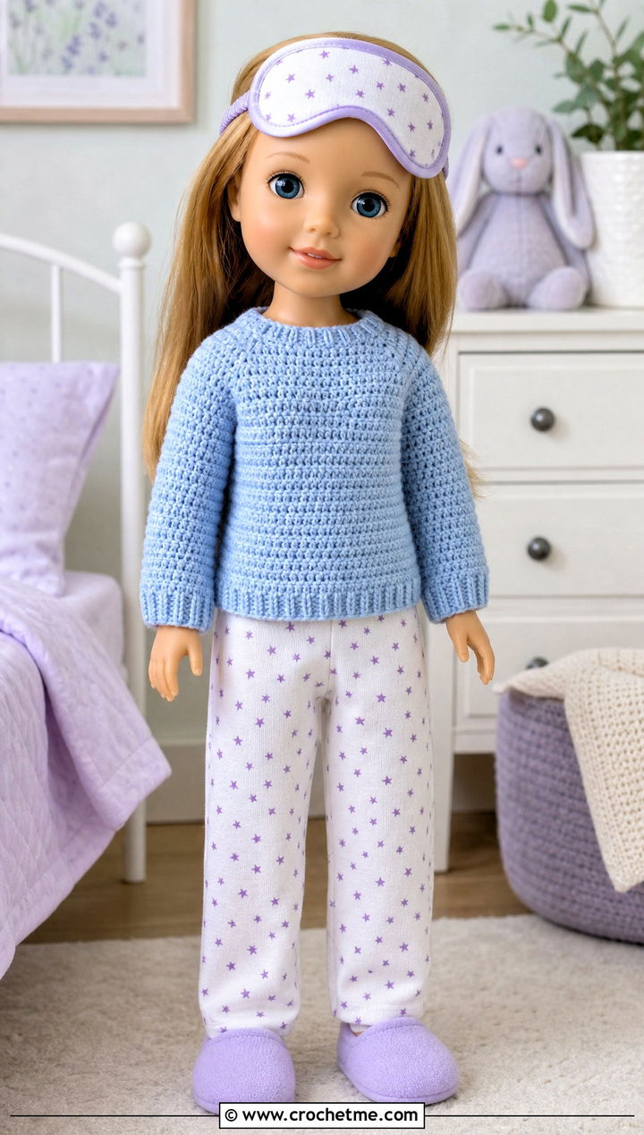 Crochet Pajama Top With Cotton Pants - 15 Crochet Wellie Wishers Doll Clothes and outfit ideas