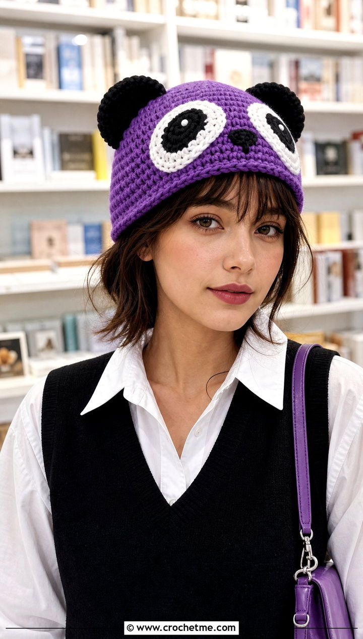 Crochet Panda Amigurumi Hat With Black And White Outfit - 30 crochet amigurumi hat outfit ideas