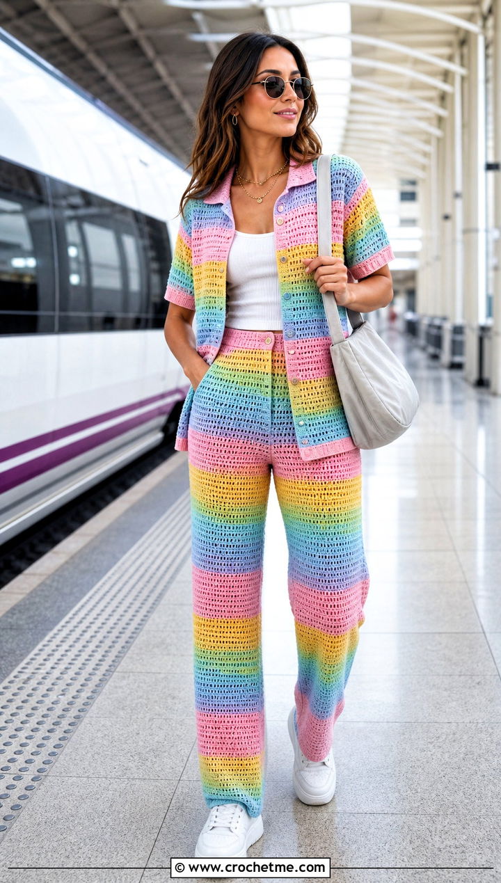 Crochet Pants Set With White Sneakers - 30 crochet summer clothing and outfit ideas