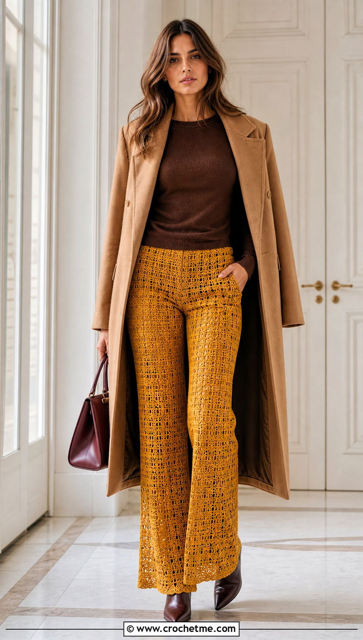 Crochet Pants With Cashmere Sweater - 30 winter crochet clothes ideas