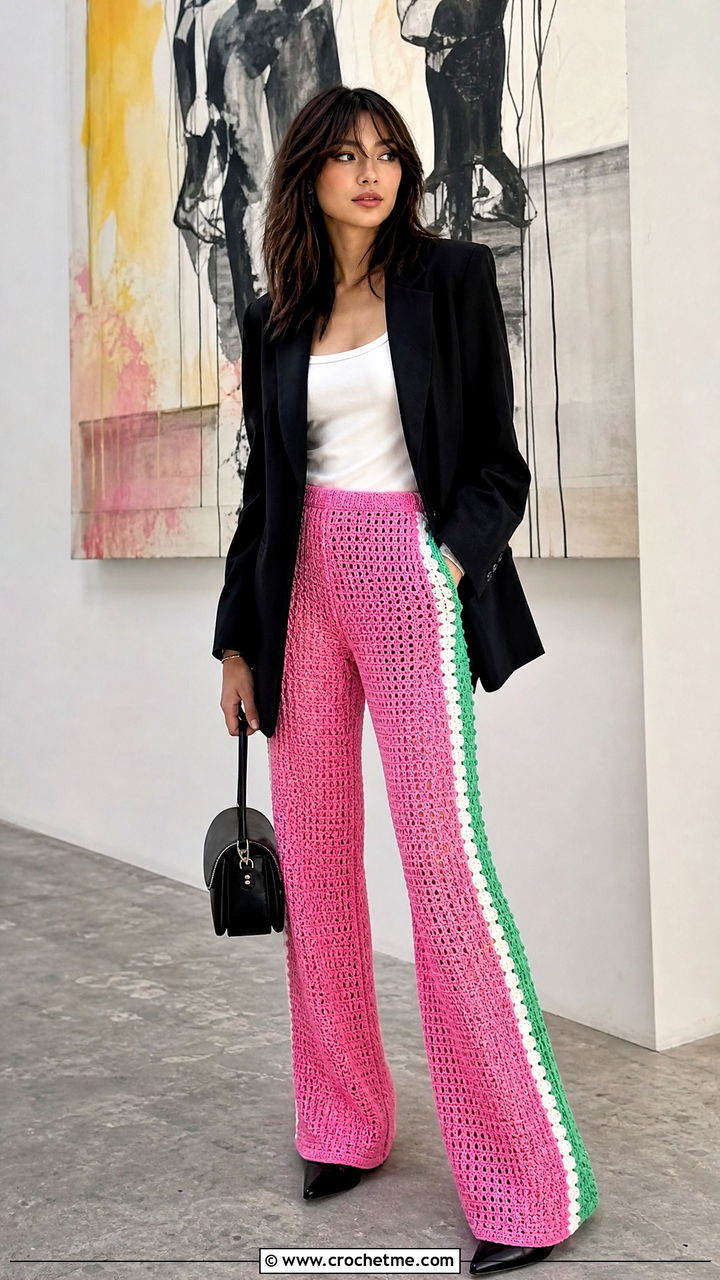 Crochet Pants With Fitted Blazer - 35 anime crochet clothes and outfit ideas