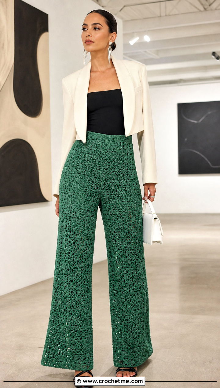 Crochet Pants With Fitted Bodysuit - 30 outfits to crochet outfit ideas