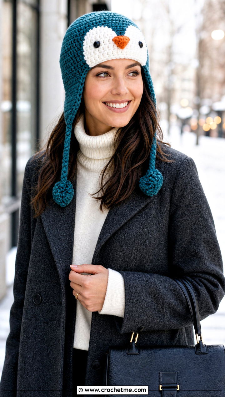 Crochet Penguin Amigurumi Hat With Wool Coat - 30 crochet amigurumi hat outfit ideas
