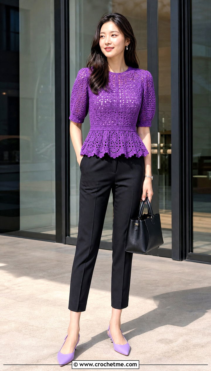 Crochet Peplum Top With Cigarette Pants - 25 crochet womens clothes and outfit ideas