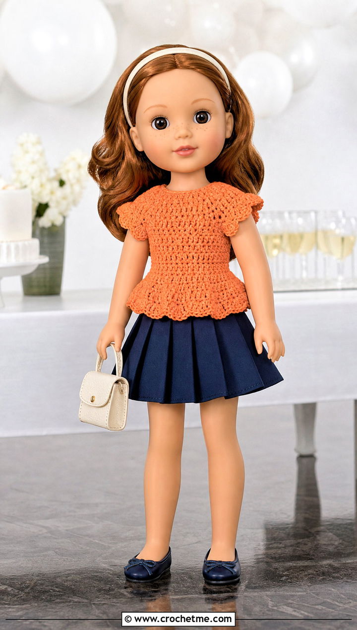 Crochet Peplum Top With Pleated Skirt - 15 Crochet Wellie Wishers Doll Clothes and outfit ideas