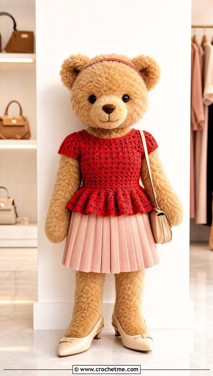 Crochet Peplum Top With Pleated Skirt - 35 crochet teddy clothes and outfit ideas