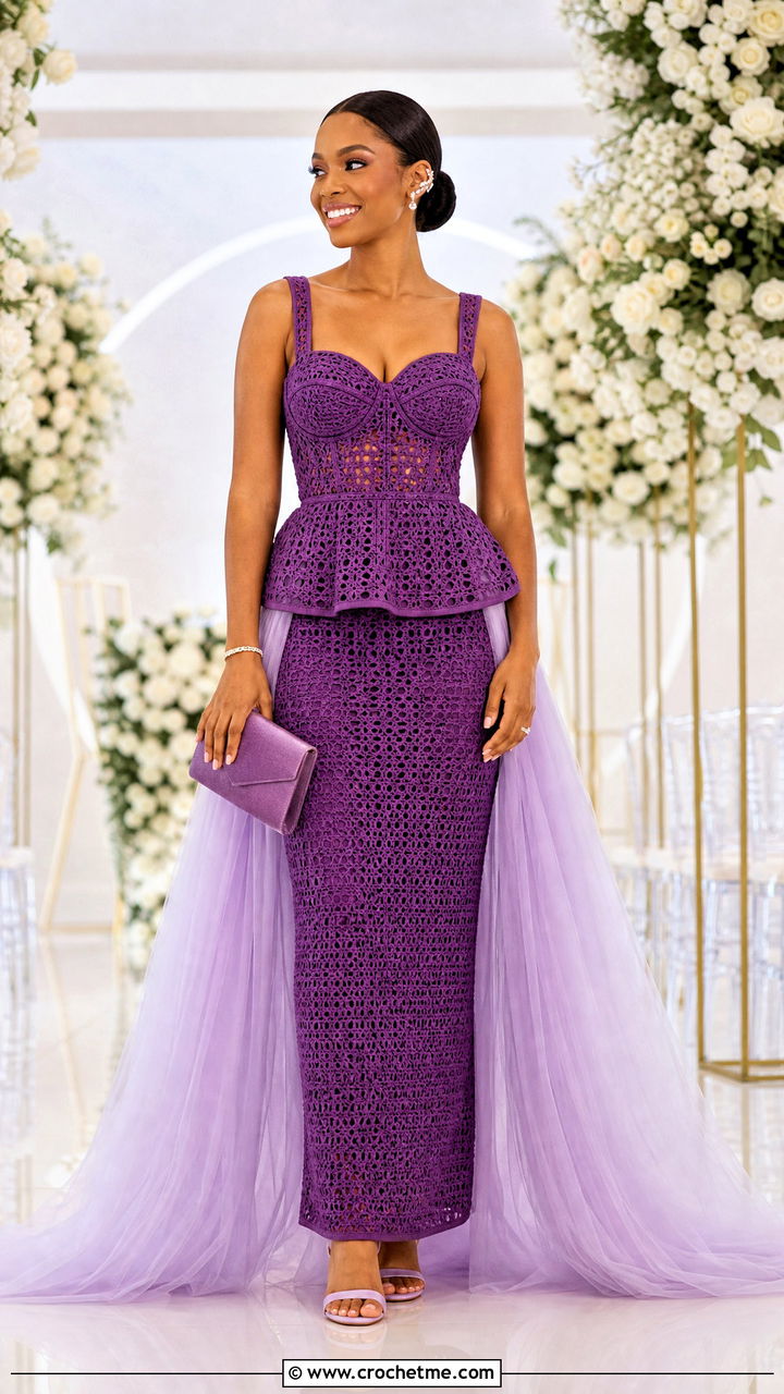 Crochet Peplum Two Piece Dress With Block Heels - 35 crochet wedding dress outfit ideas