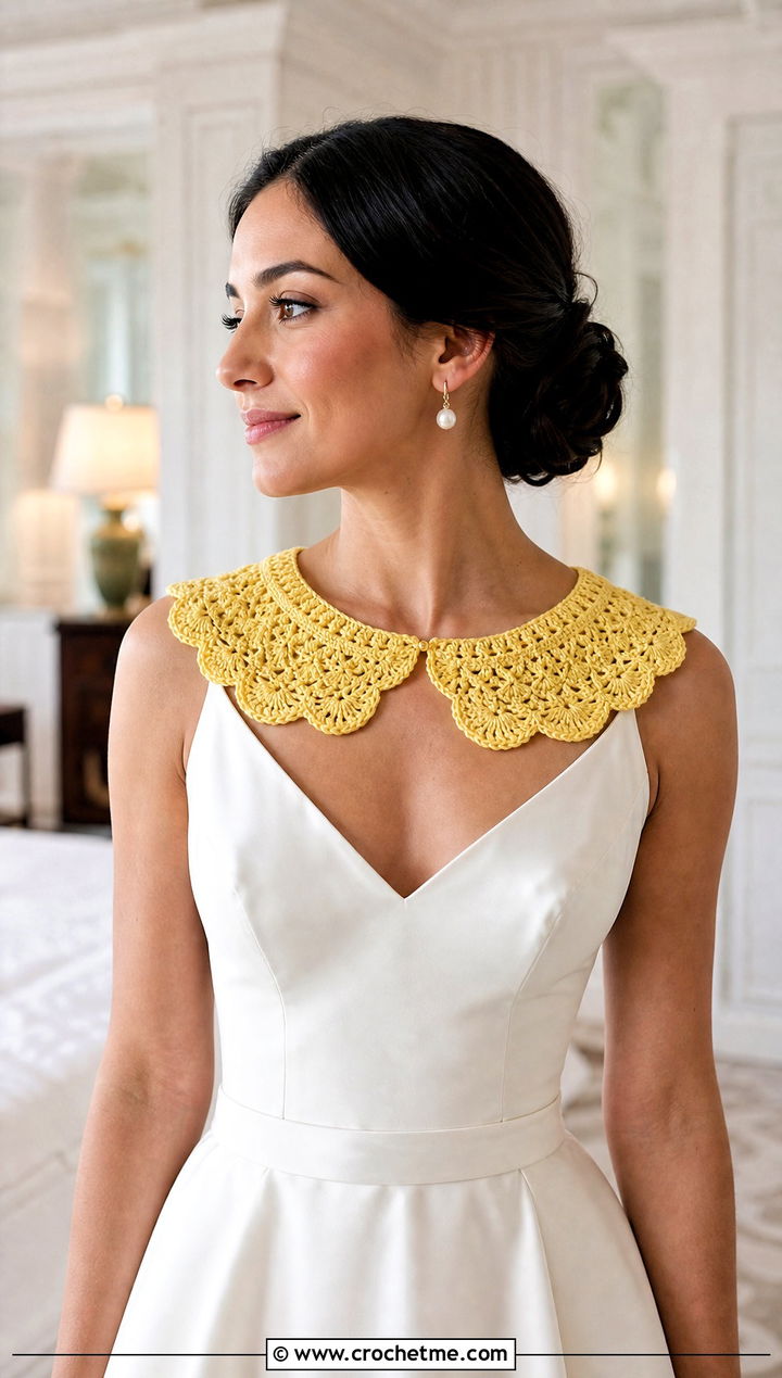 Crochet Peter Pan Collar With Satin A Line Wedding Dress - 15 Crochet Collar For Wedding Dress outfit ideas