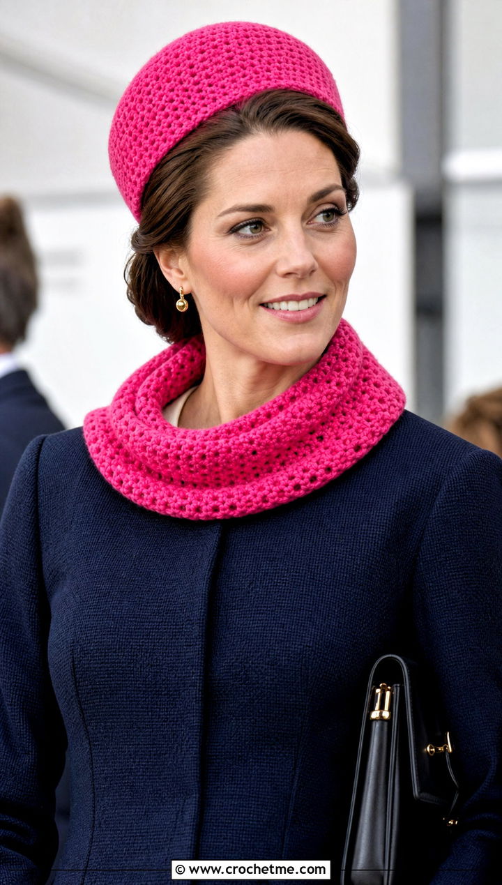 Crochet Pillbox Hat And Scarflette With Skirt Suit - 15 Crochet Scarf Hat outfit ideas