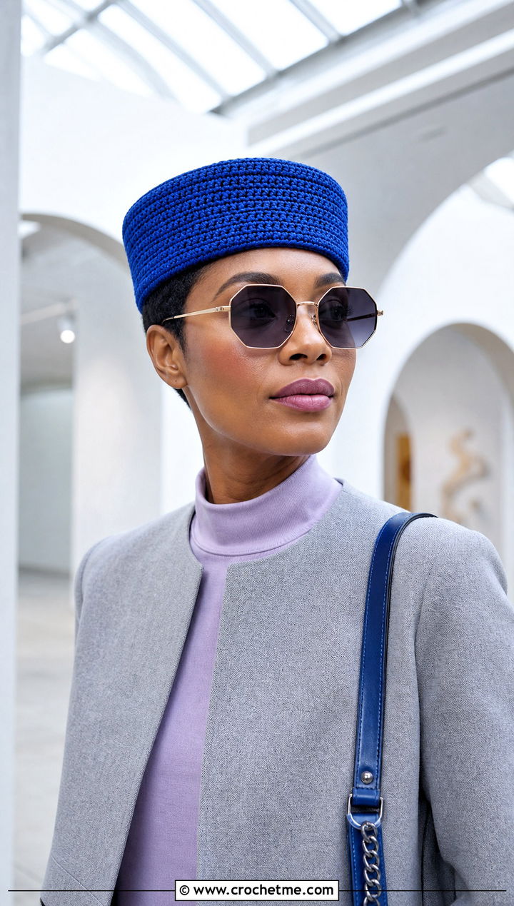 Crochet Pillbox Hat With Boxy Jacket Outfit - 25 Unisex Crochet Hat outfit ideas