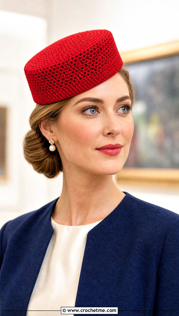 Crochet Pillbox Hat With Skirt Suit - 20 Flat Top Crochet Hat outfit ideas