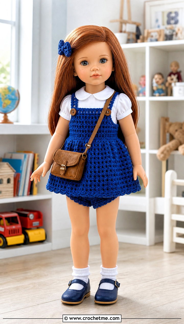 Crochet Pinafore Dress And Panties With Blouse - 15 crochet doll dress & panties outfit ideas