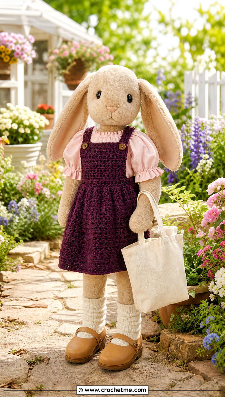 Crochet Pinafore Dress With Cotton Blouse - 35 crochet jellycat clothes and outfit ideas