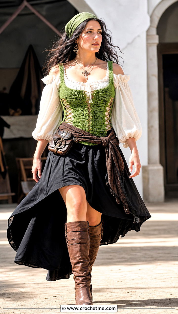Crochet Pirate Bodice With High Low Skirt - 25 Pirate Crochet Clothes and outfit ideas