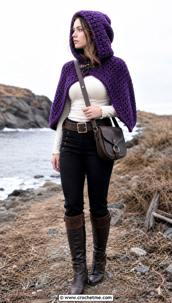 Crochet Pirate Capelet With Riding Pants - 25 Pirate Crochet Clothes and outfit ideas