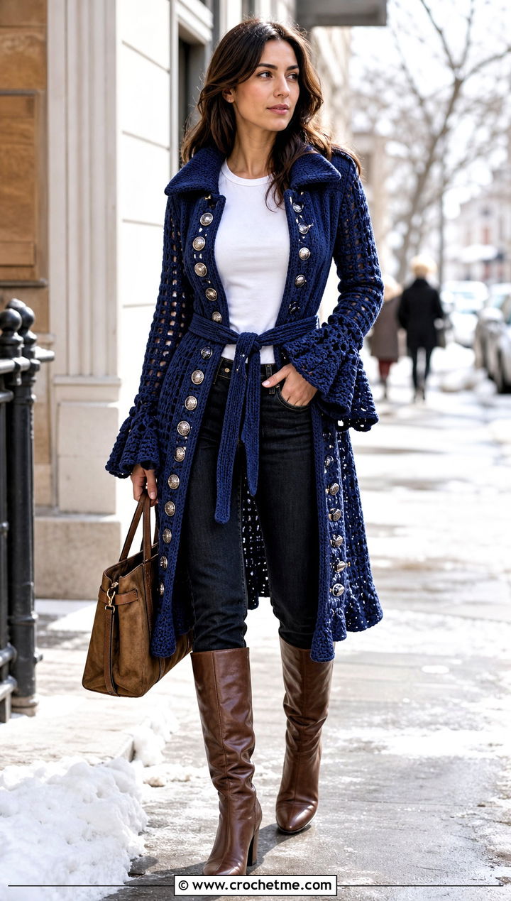 Crochet Pirate Coat With Skinny Jeans - 25 Pirate Crochet Clothes and outfit ideas