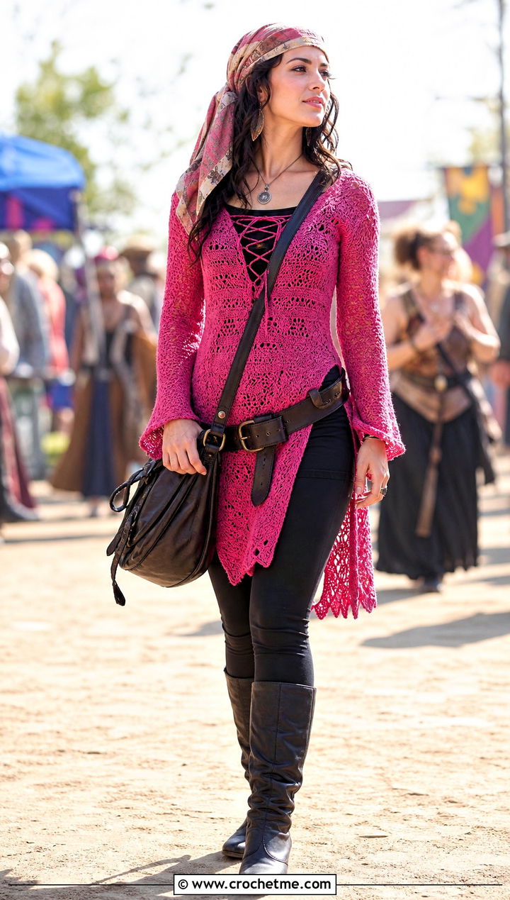 Crochet Pirate Tunic With Leggings - 25 Pirate Crochet Clothes and outfit ideas