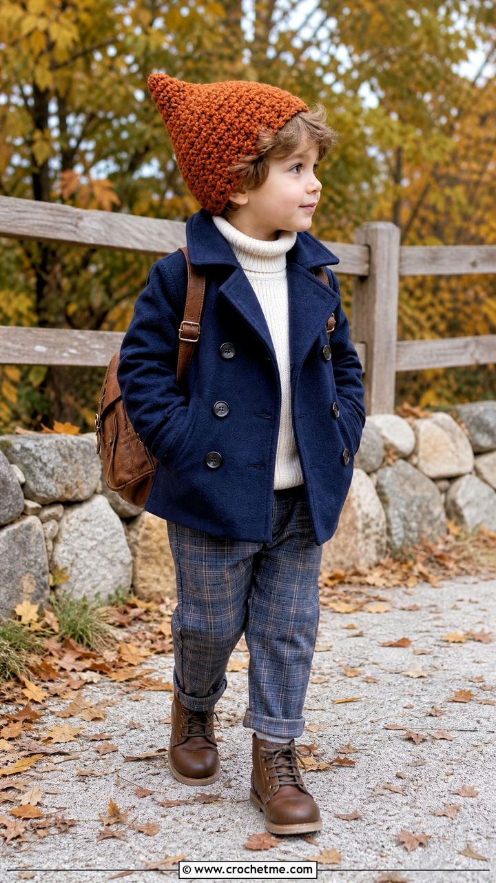 Crochet Pixie Hat With Peacoat - 35 childrens crochet hats outfit ideas