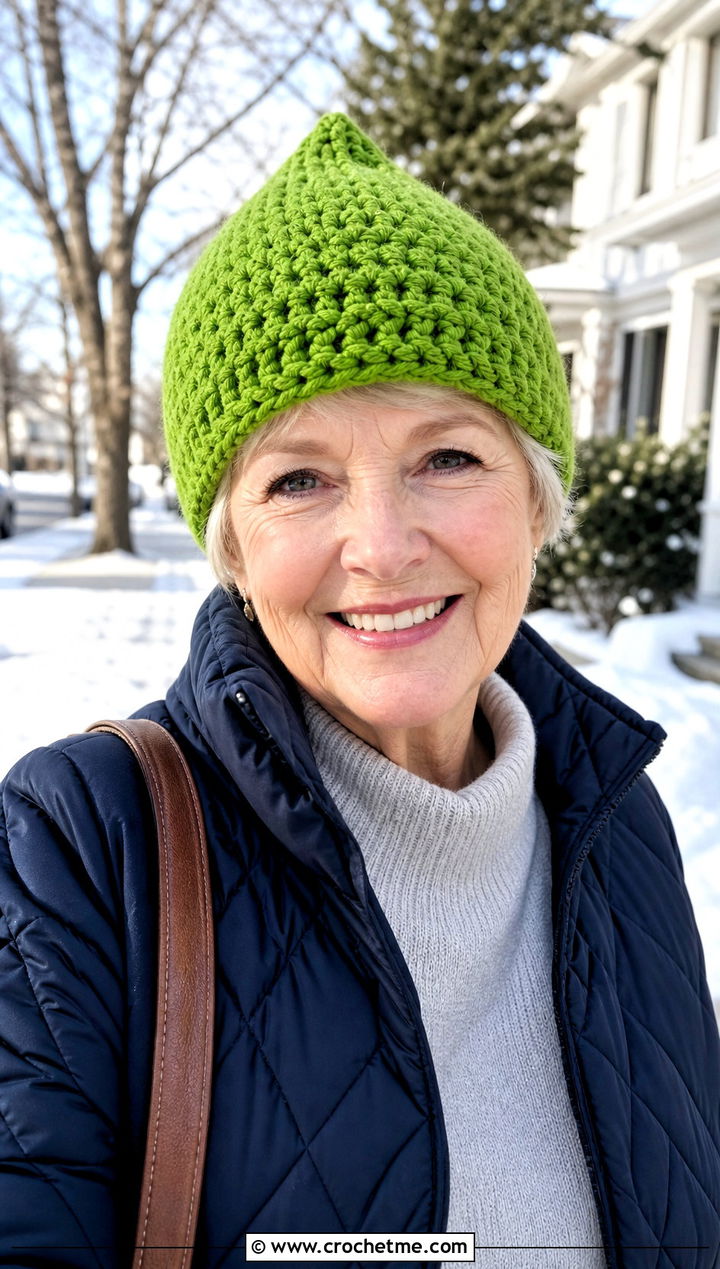 Crochet Pixie Hat With Quilted Coat - 25 Crochet Hat For Grandma outfit ideas