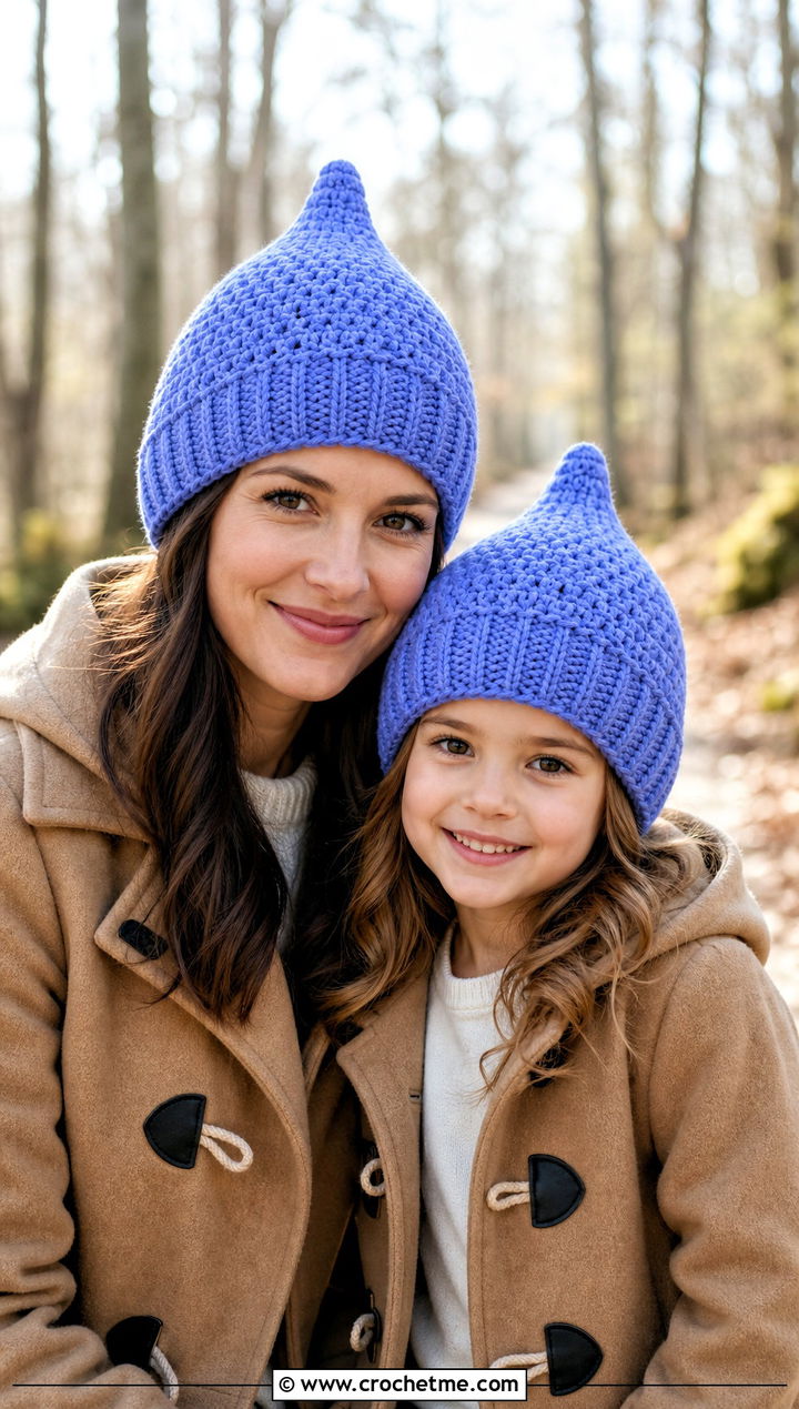Crochet Pixie Hats With Duffle Coats - 25 Mommy And Me Crochet Hats outfit ideas