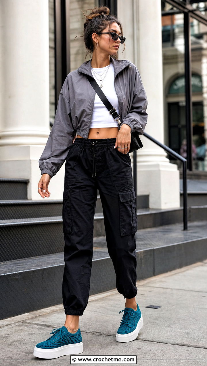 Crochet Platform Sneakers With Cargo Pants - 15 Crochet Shoes For Adults outfit ideas