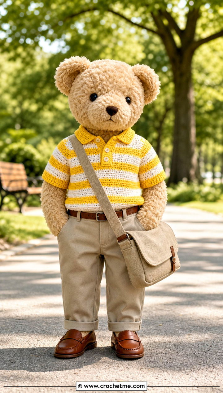 Crochet Polo Shirt With Chino Pants - 35 crochet teddy clothes and outfit ideas