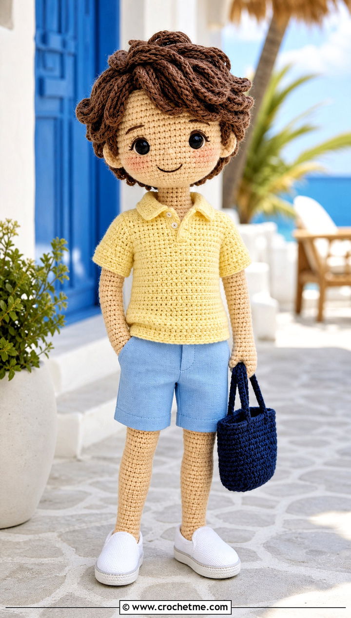 Crochet Polo Shirt With Tailored Shorts - 15 Clothes For Amigurumi outfit ideas