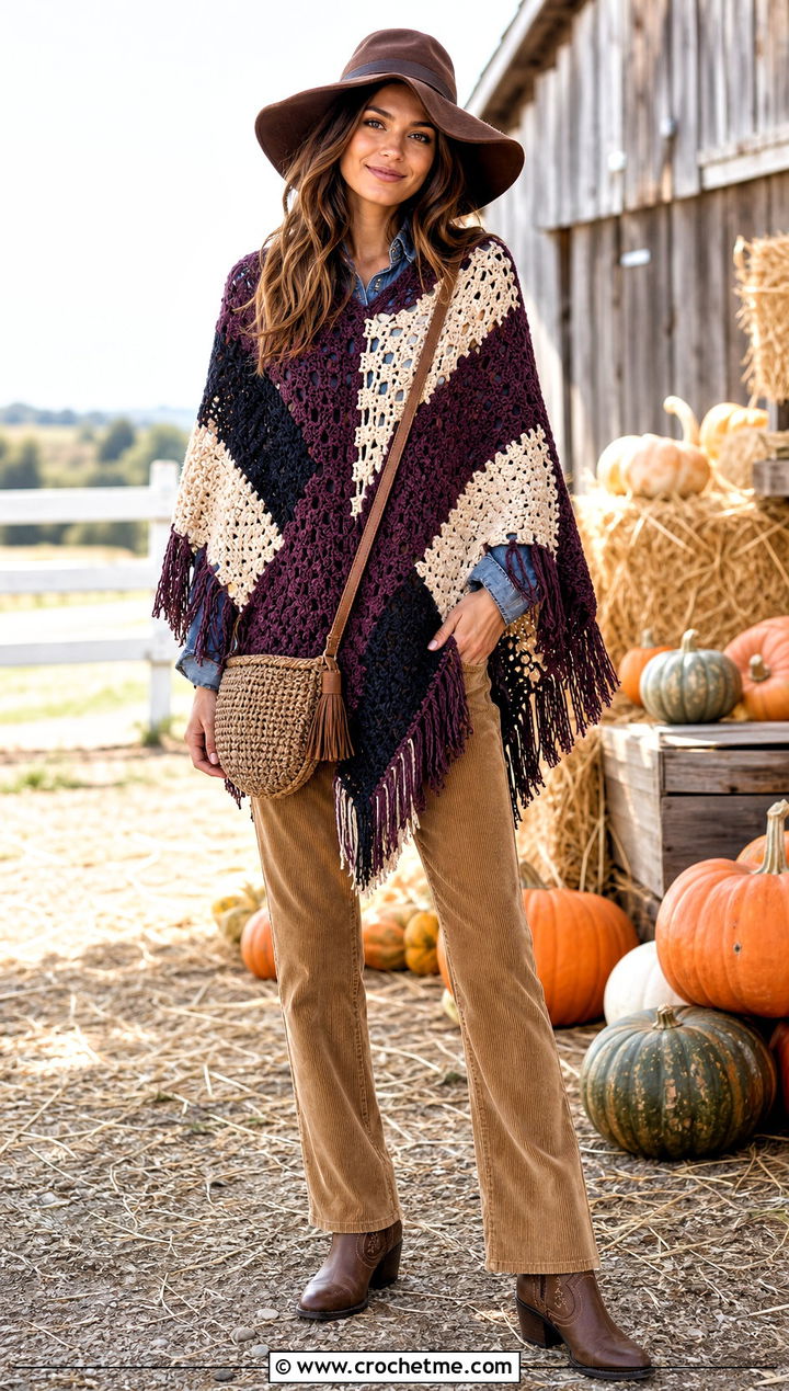 Crochet Poncho Scarecrow Outfit - 30 crochet halloween outfit ideas