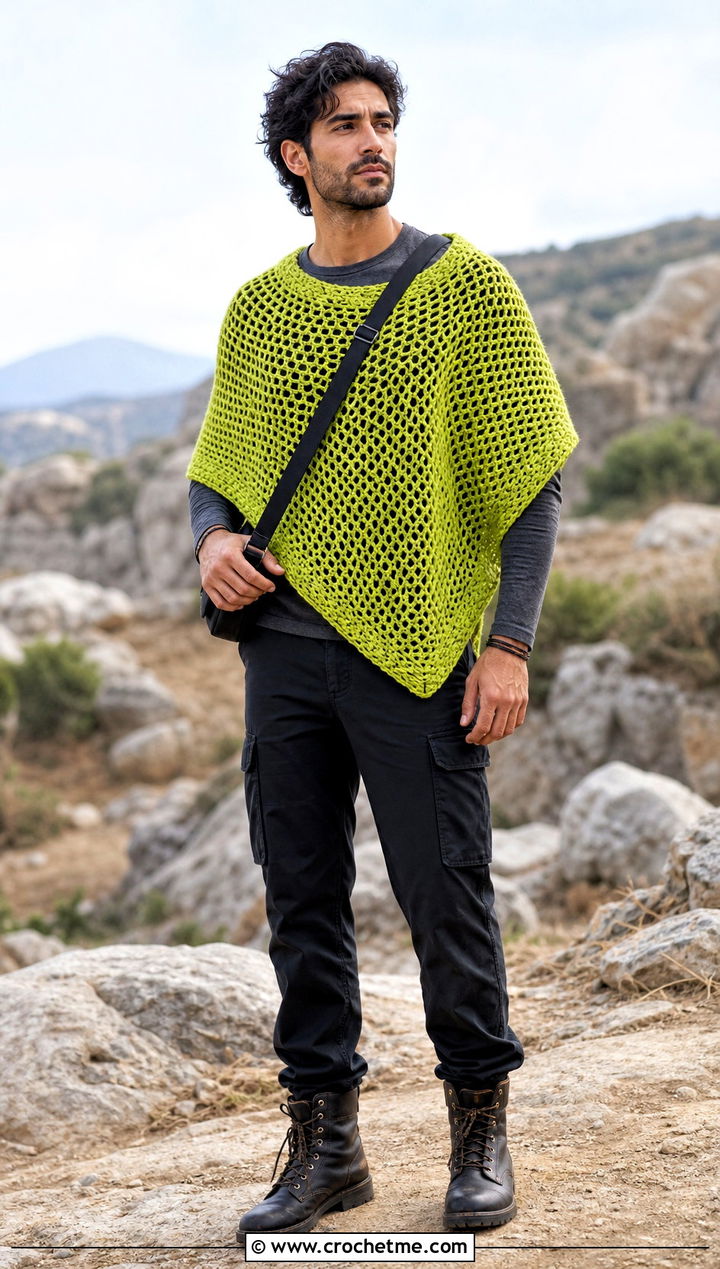 Crochet Poncho With Cargo Pants - 25 crochet clothes men ideas