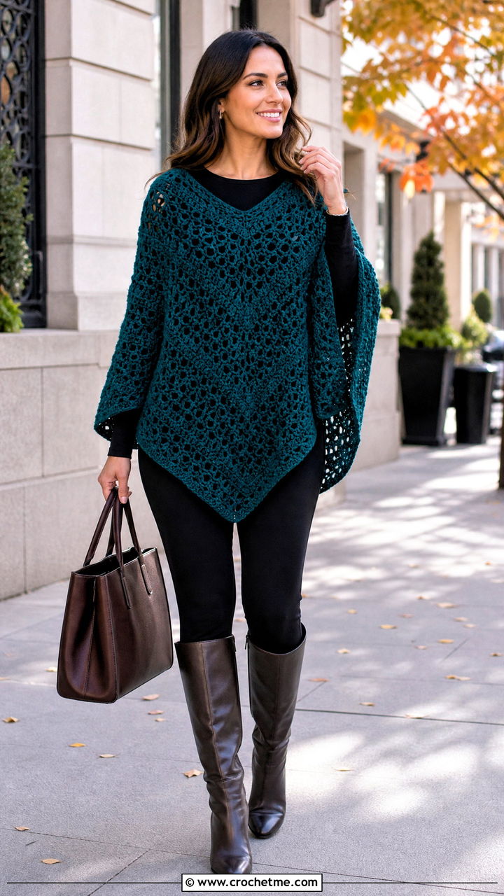 Crochet Poncho With Leggings And Boots - 35 crochet outfit ideas