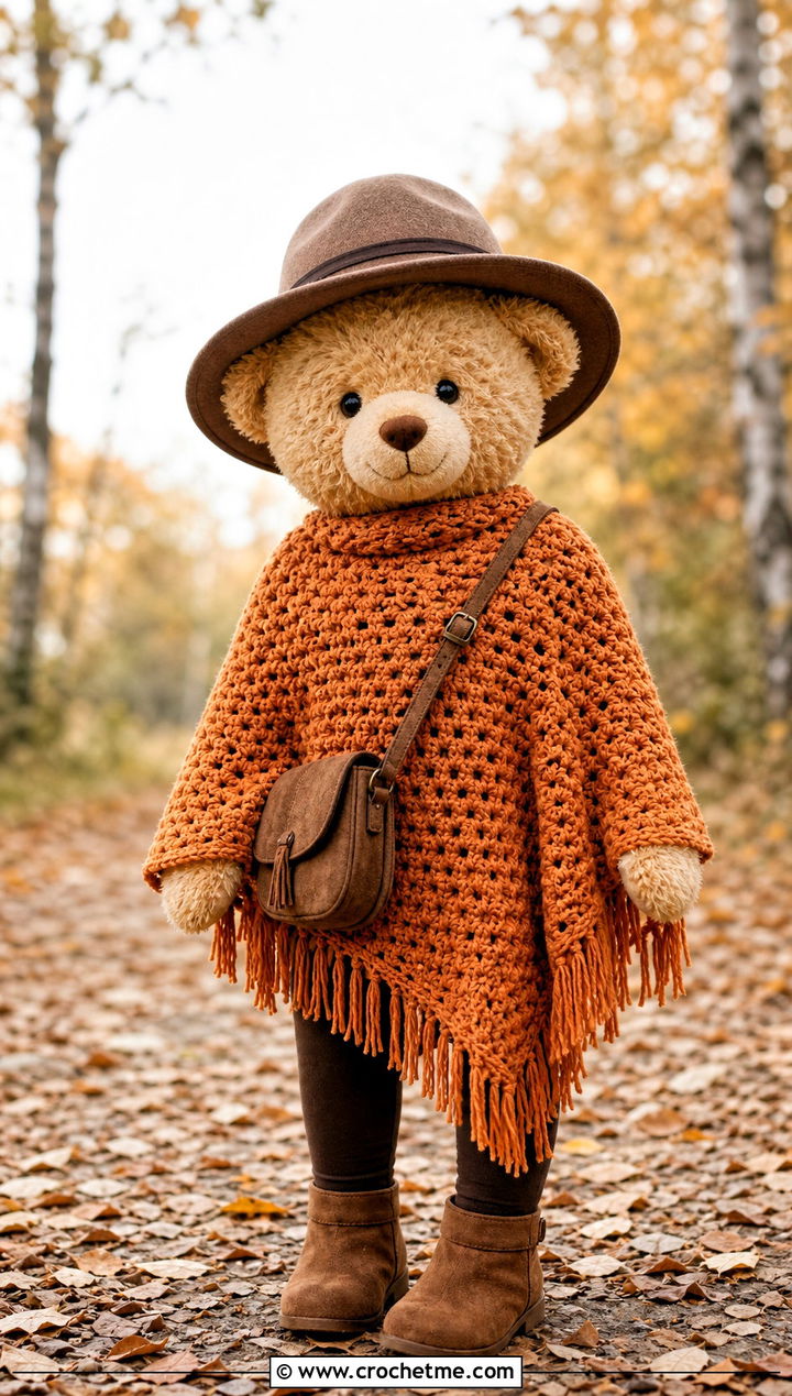 Crochet Poncho With Leggings And Boots - 35 crochet teddy clothes and outfit ideas