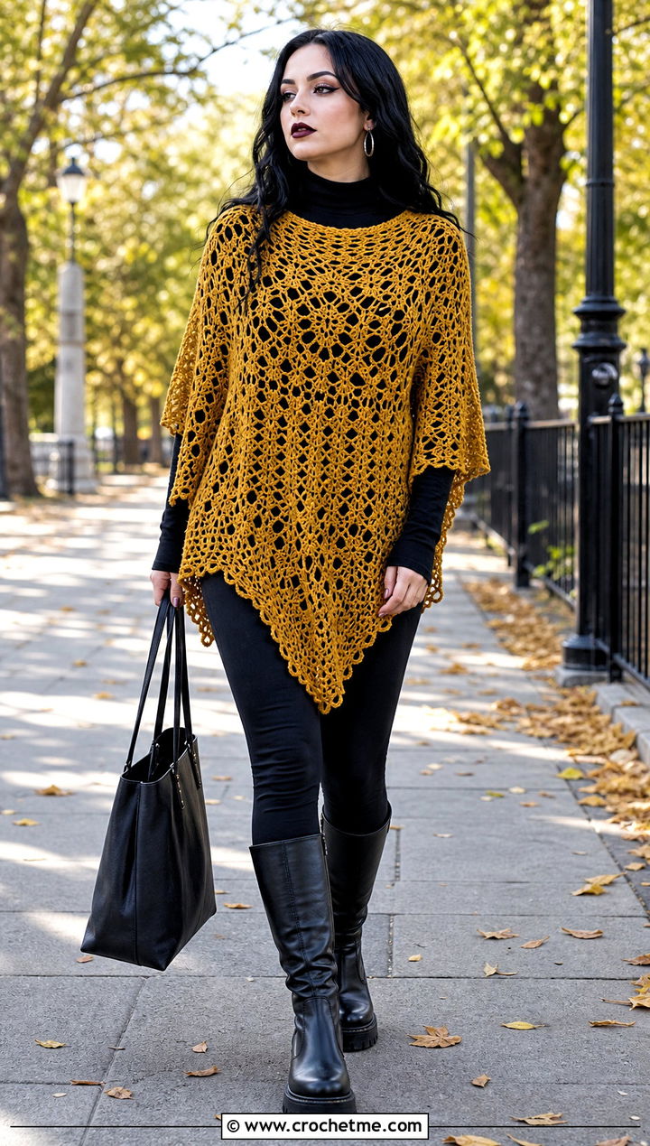 Crochet Poncho With Leggings And Boots - 25 gothic crochet clothes and outfit ideas