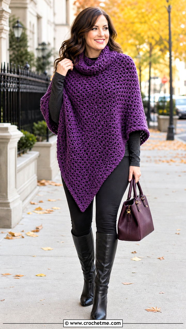 Crochet Poncho With Leggings And Knee High Boots - 25 crochet womens clothes and outfit ideas