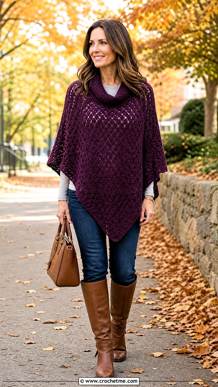 Crochet Poncho With Riding Boots - 35 crochet projects clothes and outfit ideas