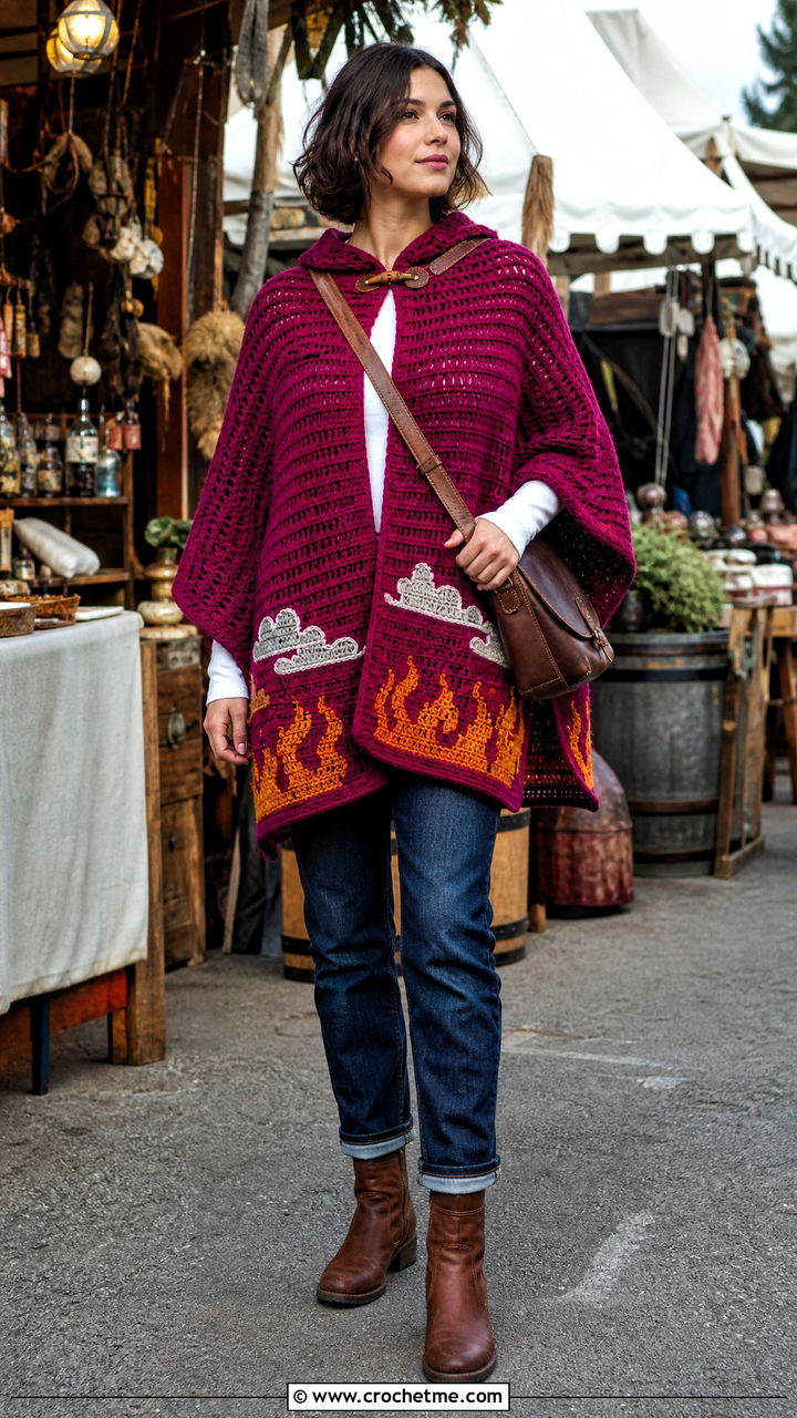 Crochet Poncho With Straight Jeans And Boots - 35 anime crochet clothes and outfit ideas
