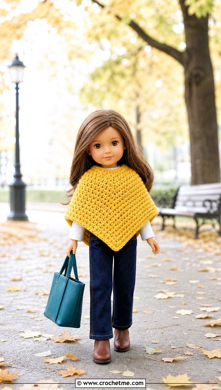 Crochet Poncho With Straight Leg Pants - 25 Crochet Small Doll Clothes and outfit ideas