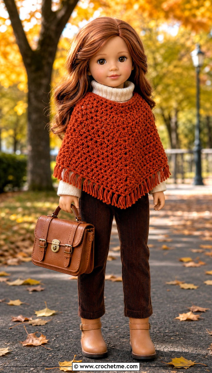 Crochet Poncho With Turtleneck And Boots Doll Outfit - 15 Crochet Doll Clothes English outfit ideas