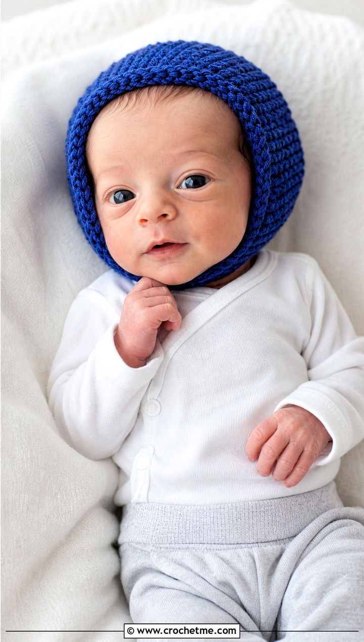 Crochet Preemie Bonnet With Side Snap Bodysuit - 25 Crochet Premie Clothes and outfit ideas