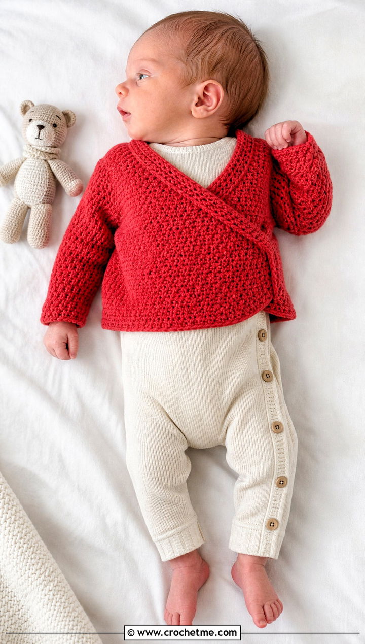 Crochet Preemie Kimono Cardigan With Side Opening Romper - 25 Crochet Premie Clothes and outfit ideas