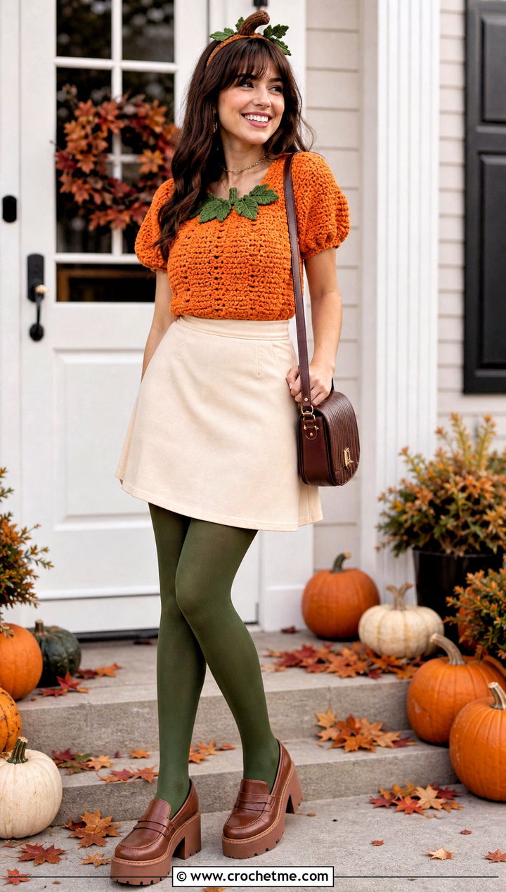 Crochet Pumpkin Top And Skirt Costume - 15 crochet halloween costumes women outfit ideas