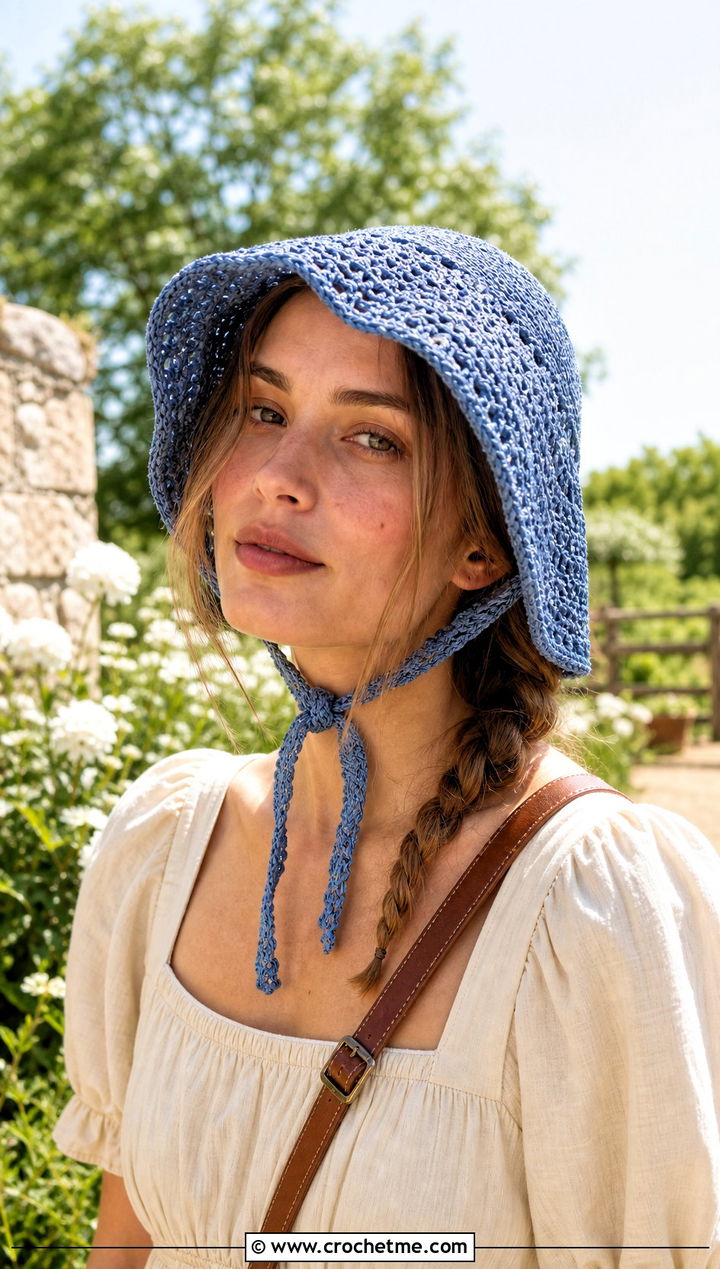 Crochet Raffia Bonnet Hat With Prairie Dress - 30 crochet raffia hat outfit ideas