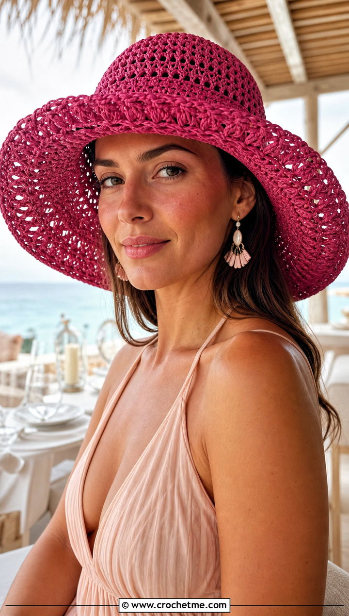 Crochet Raffia Capeline Hat With Maxi Dress - 30 crochet raffia hat outfit ideas