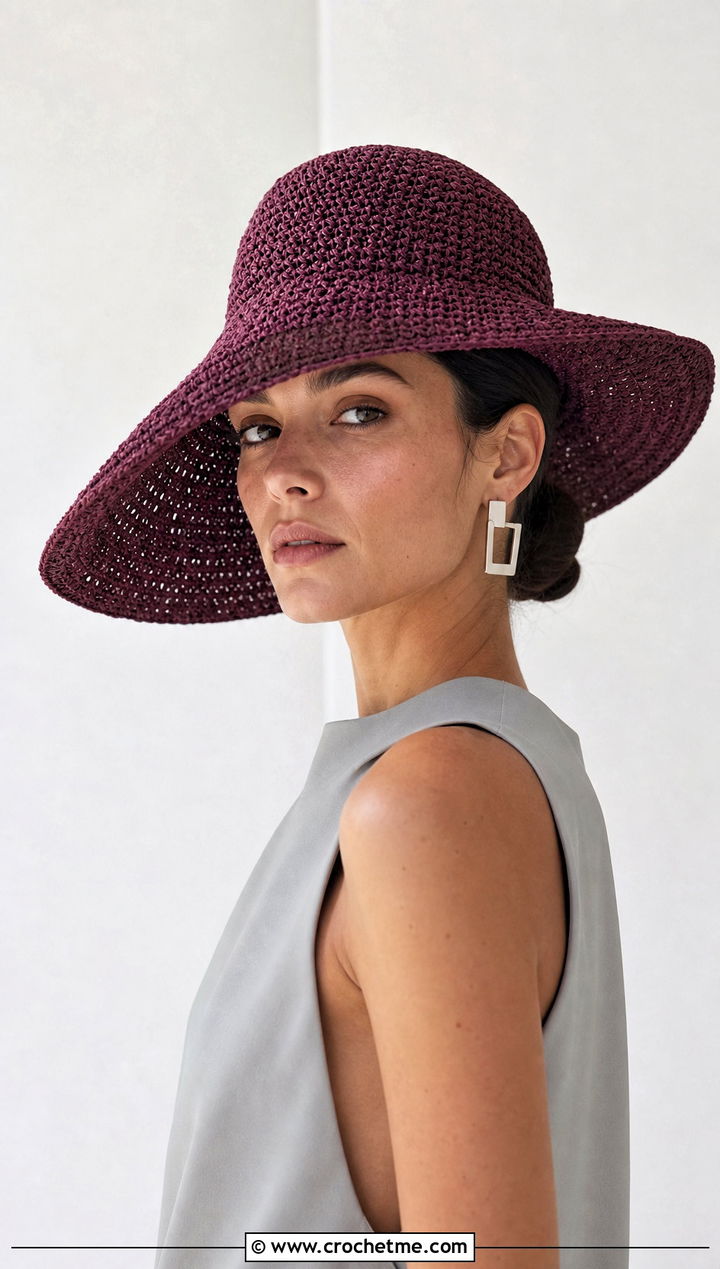 Crochet Raffia Lampshade Hat With Column Dress - 30 crochet raffia hat outfit ideas