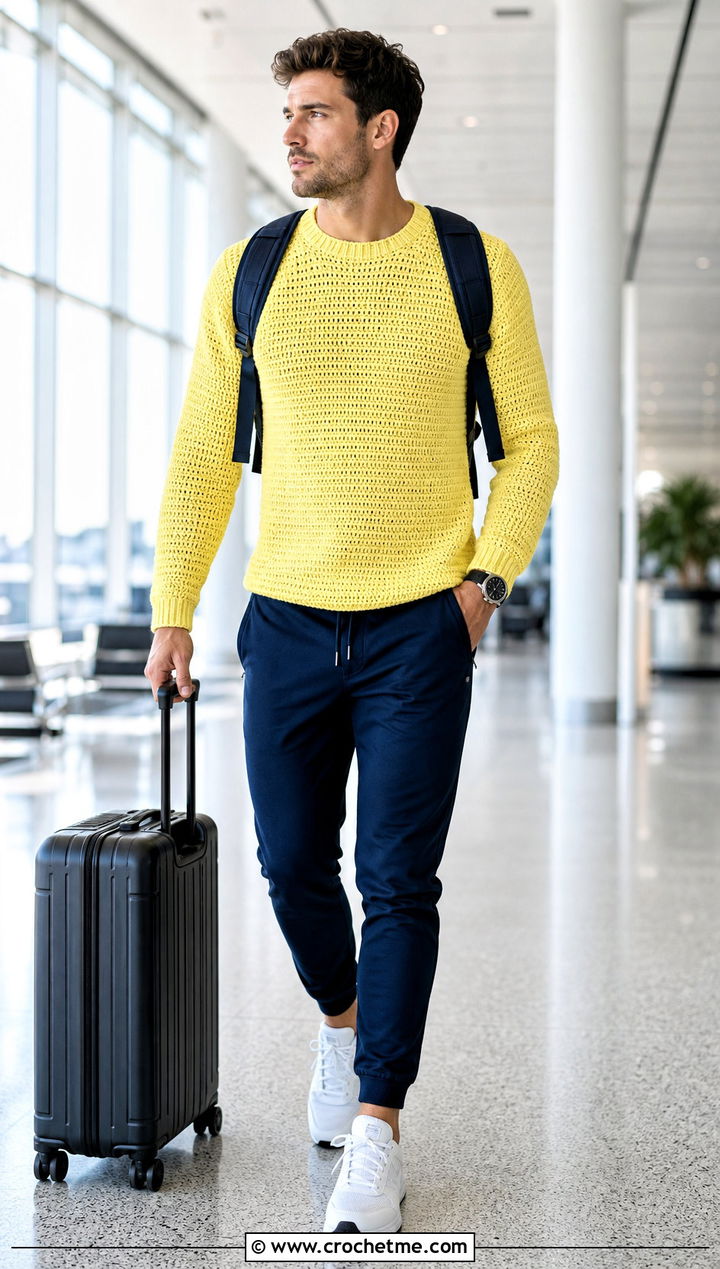 Crochet Raglan Sweater With Jogger Pants - 30 male crochet sweater outfit ideas