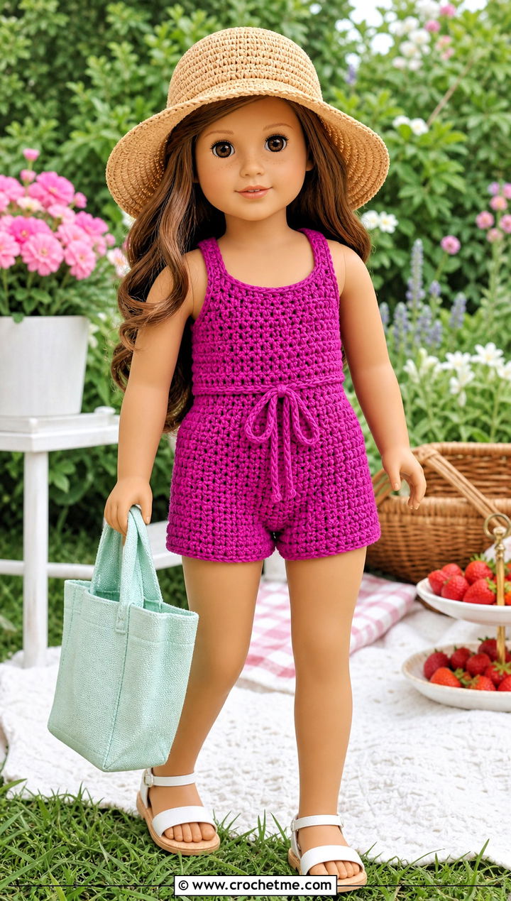 Crochet Romper With Sunhat And Sandals - 15 Crochet Our Generation Doll Clothes and outfit ideas
