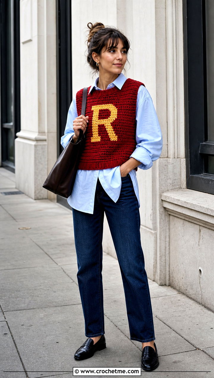Crochet Ron Weasley Sweater Vest With Poplin Shirt - 25 Crochet Ron Weasley Sweater outfit ideas