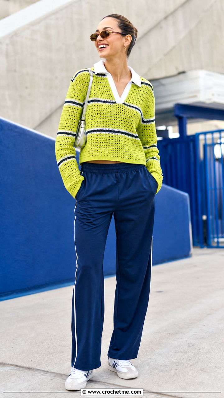 Crochet Rugby Top With Track Pants - 35 crochet top designs outfit ideas