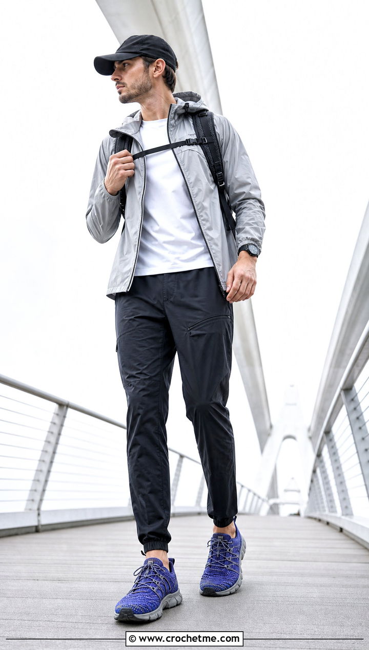 Crochet Running Style Sneakers With Techwear - 25 crochet shoes for men outfit ideas
