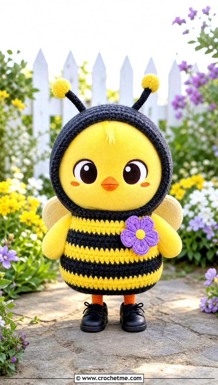 Crochet SKZOO Bee Costume With Striped Body - 30 Crochet Skzoo Clothes and outfit ideas